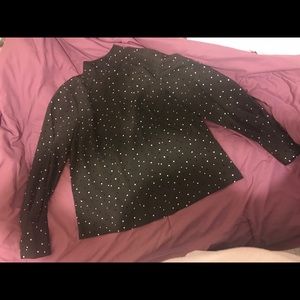 H&M Blouse Olive with black and white polka dots